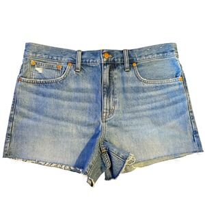 Madewell Womens Jean Shorts Blue Size 30 Relaxed Fit Med Wash Denim Raw Hem NWT